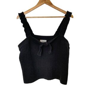 Texture & Thread by Madewell Cotton Textured Crop Top with Bow and Frilly Straps